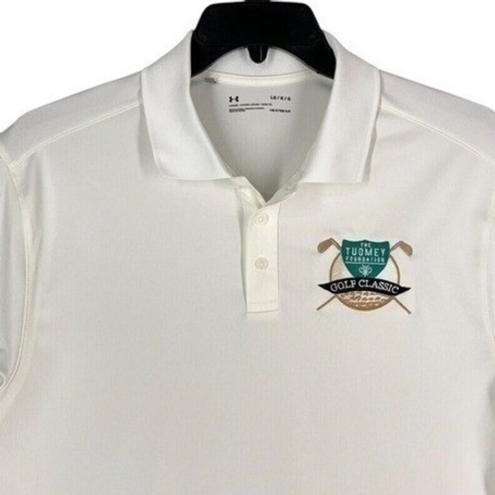 Tuomey Foundation Under Armour Polo Mens L White Golf Classic Logo Activewear